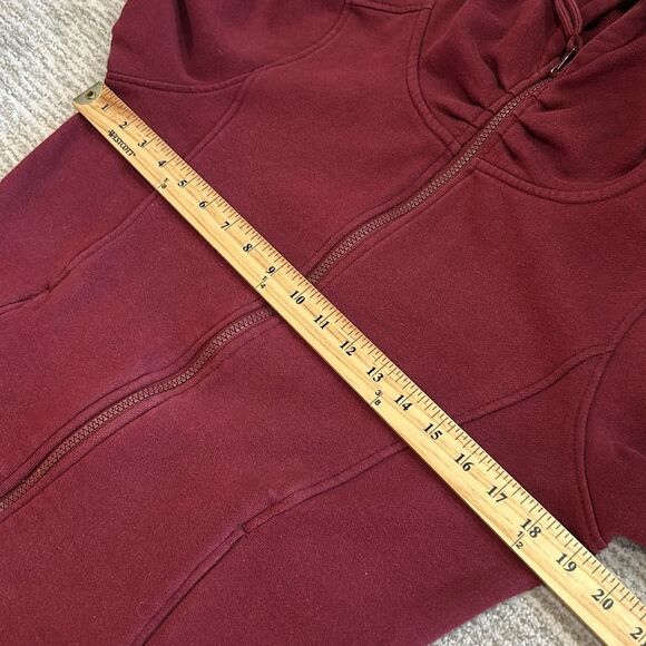 686 Long Zip Hoodie Womens Size Small Solid Maroon Fleece Extended Hooded Jacket - Picture 9 of 12